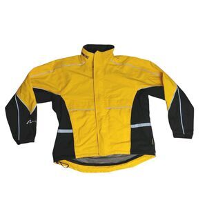 Frank Shorter Gore-Tex Running Jacket Large Vtg Yellow USA Waterproof Read
